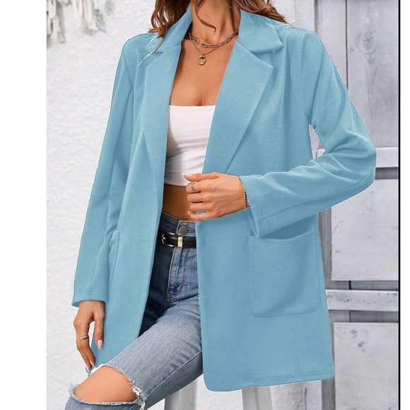 Classic Open Front Pockets Minimalist Jacket Blazer - Picture 12 of 13